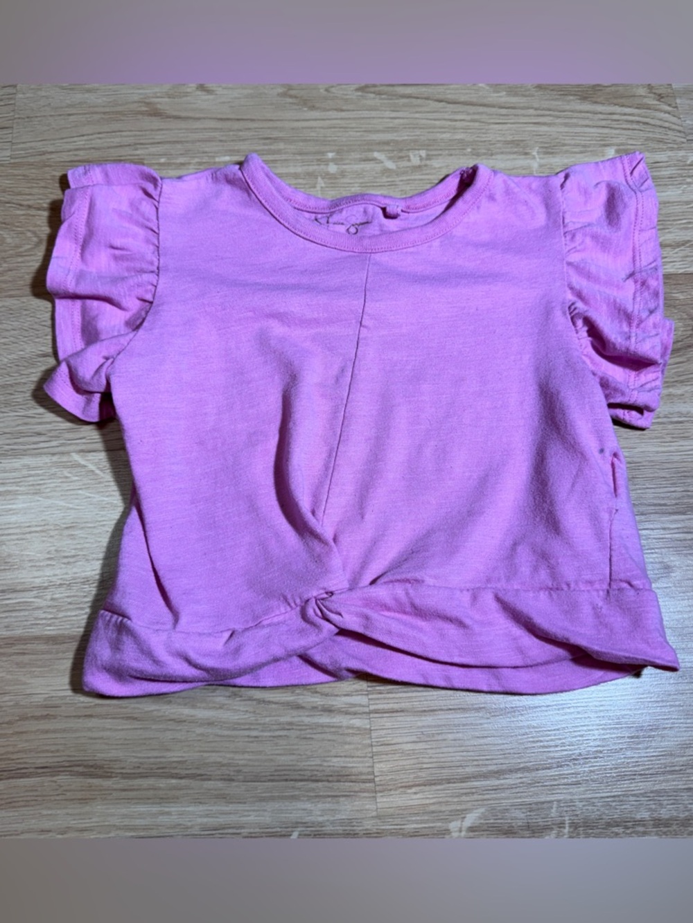 Jessica Simpson Pink Knot-Front Ruffle Sleeve Tee